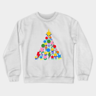 Bright Colour Christmas Tree, Lightning, Star and Baubles Crewneck Sweatshirt